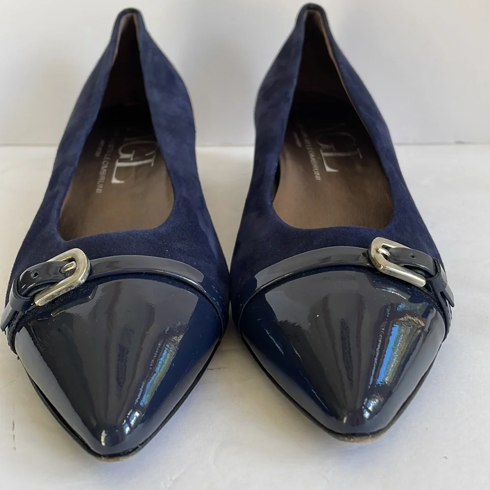 AGL navy blue suede point toe heels size 39